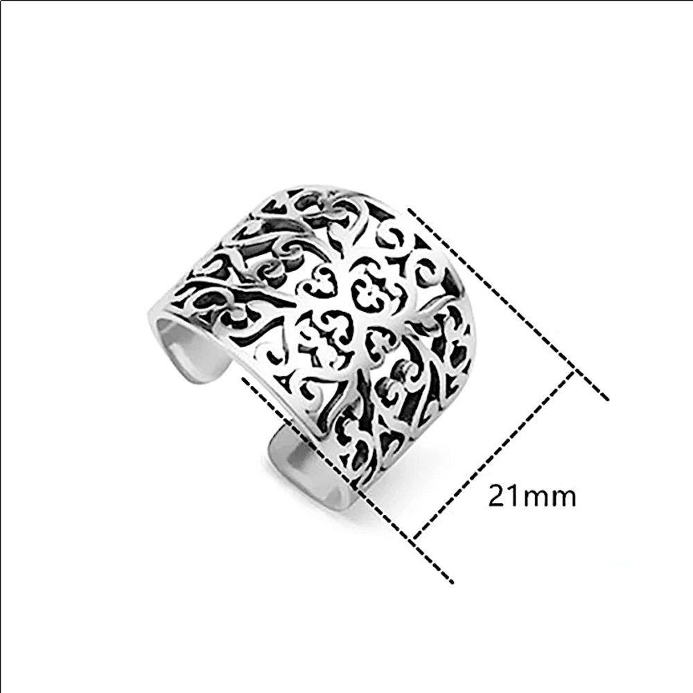 STERLING SILVER FLOWER HOLLOW VINTAGE RING - Picture 11 of 11
